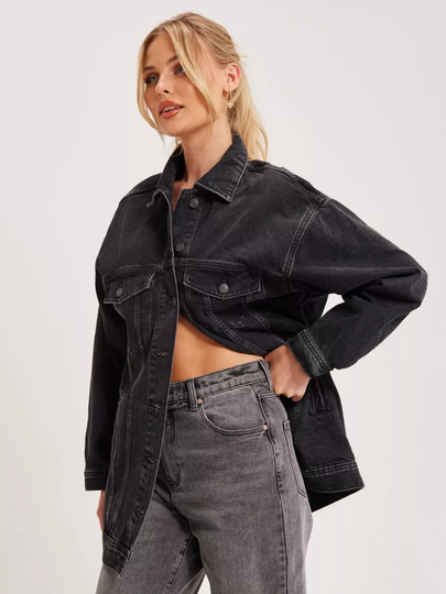 JJXX - Farkkutakit - Black Denim - Jxalison Oversized Long Jacket CR50 - Takit - denim jackets