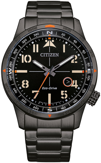 Citizen Miesten kello BM7555-83E Aviator Musta/Teräs Ø43 mm