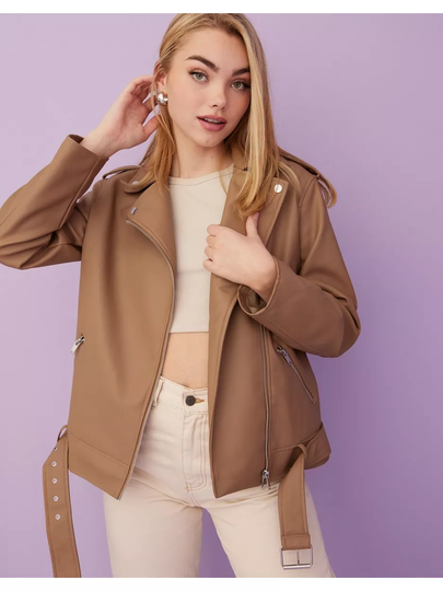Pieces Pchayden Biker Jacket Tigers Eye