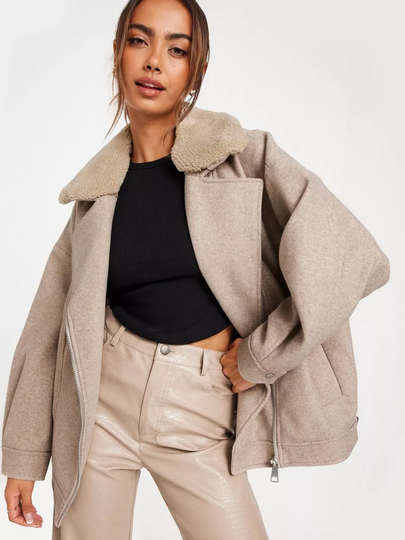 Only - Syys- & Kevättakit - Silver Mink Melange - Onlwembley L/S Oversize Biker Pnt - Takit