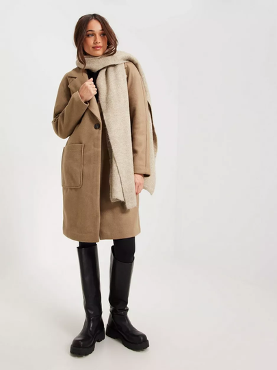 Only - Pitkät takit - Simply Taupe Melange - Onlnewvictoria Life Coat Cc Otw - Takit - coats