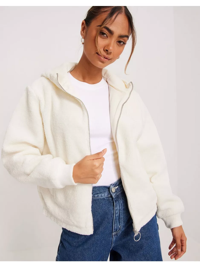 Fila BOLGRAD cropped hooded sherpa jacket Egret