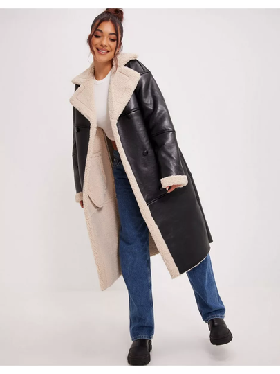 Glamorous Long PU Coat Black