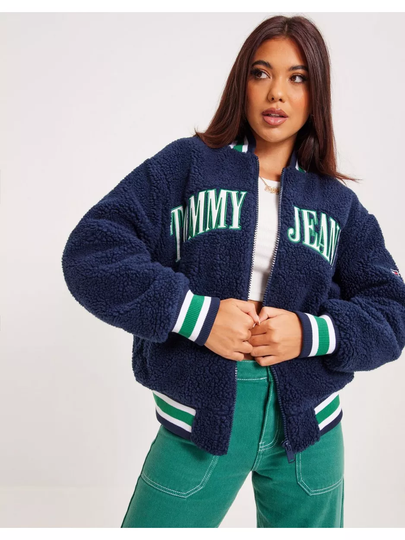 Tommy Jeans Tjw Sherpa Letterman Jacket Navy