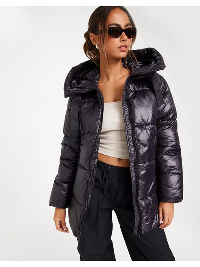 Only Onlscarlett Hood Puffer Cc Otw Black