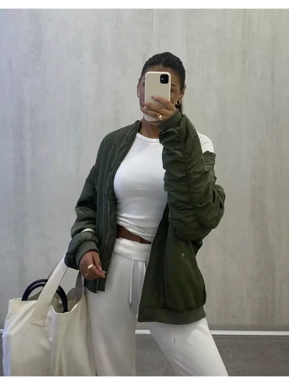 NLY Trend Oversized Bomber Jacket Vihreä