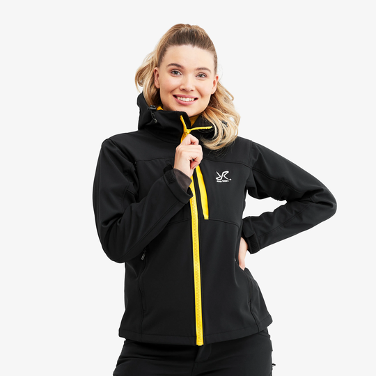 Hiball Jacket Naiset Black/Yellow, Koko:L - > Takit > Softshell-takit