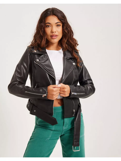 Glamorous PU Leather Biker Jacket Black