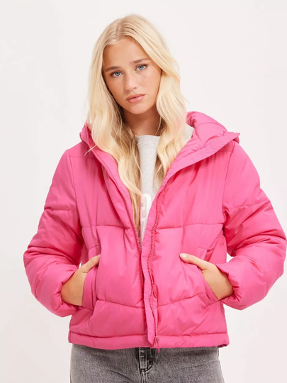 Vila - Syys- & Kevättakit - Fandango Pink - Vinilly L/S New High Neck Hood Jack - Takit