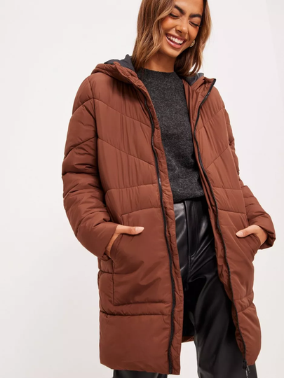 Noisy May - Puffer-takit - Cappuccino Black Lining - Nmdalcon L/S Long Jacket Bg Noos - Takit