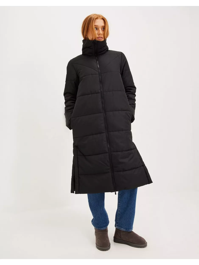 Vila Vinilly L/S New High Neck Long Coat Black