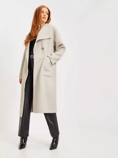 Y.A.S - Pitkät takit - Light Grey Melange - Yasalma Handmade Wool Mix Coat - Takit - coats