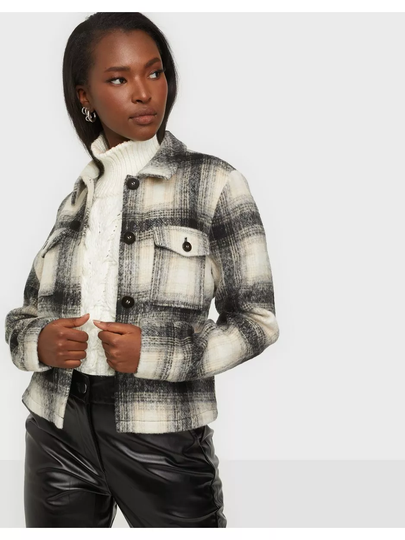 Only Onllou Short Check Jacket Otw Noos Pumice Stone