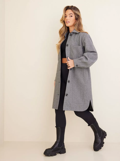 Missguided - Pitkät takit - Black - Solid Longerline Mid Length Shacket - Takit - coats