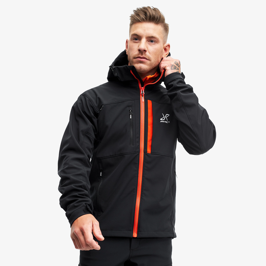 Hiball Jacket Miehet Black/Orange, Koko:2XL - > Softshell-takit