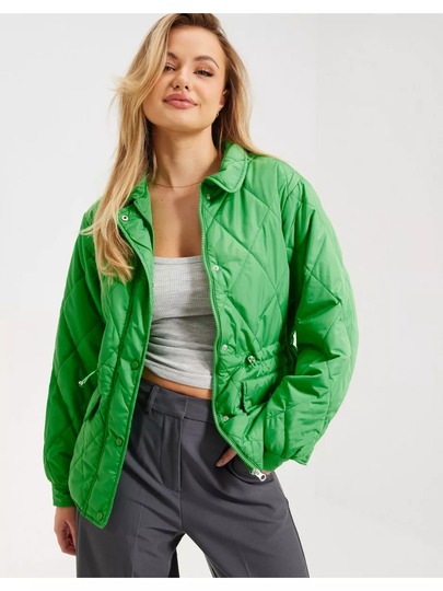 JdY Jdypacific Quilt Short Jacket Otw H Kelly Green Striped Lining