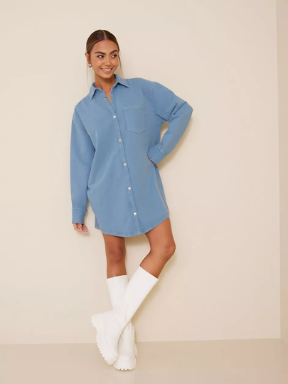 NLY Trend - Farkkutakit - Sininen - Jersey Denim Shacket - Takit - denim jackets