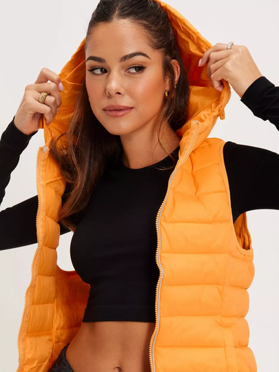 Only Play - Liivit - Blazing Orange W. Reflex Zipper - Onpnewtahoe Hood Waistcoat Otw - Takit - Vests
