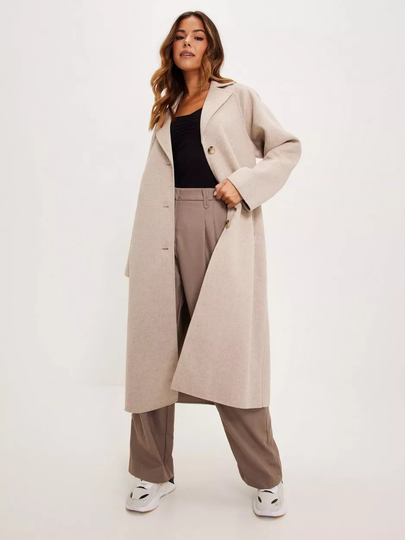 Selected Femme - Pitkät takit - Sandshell Melange - Slfnew Tama Handmade Wool Coat B No - Takit - coats