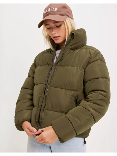 Glamorous Short Puffer Coat Army Green