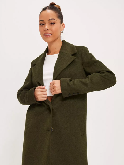 Selected Femme - Pitkät takit - Ivy Green Melange - Slfnew Sasja Wool Coat B Noos - Takit - coats