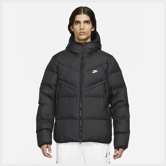 Nike Talvitakki Down NSW Storm-FIT Tuulitakki Hupullinen - Musta/Valkoinen