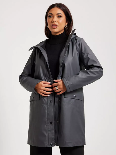 Vero Moda - Sadetakit - Asphalt - Vmasta 3/4 Teddy Coated Jacket Noos - Takit - raincoats