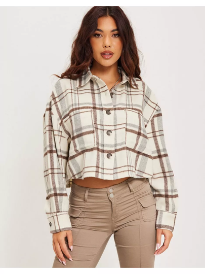 Gina Tricot Ginnie short shacket Brown Check