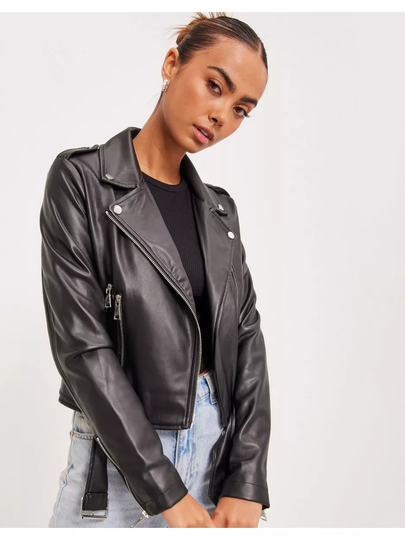 NLY Trend Classic PU Biker Jacket Musta