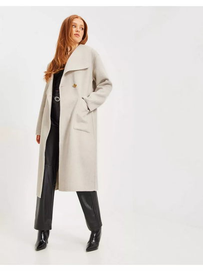 Y.A.S Yasalma Handmade Wool Mix Coat Light Grey Melange