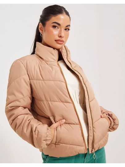 JdY Jdyfinno Short Padded Jacket Otw Ha Beaver Fur Light Gold Zip