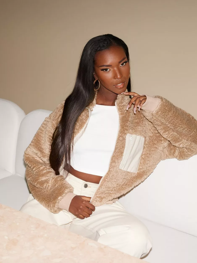 NLY Trend - Teddytakit - Vaaleanruskea - Pocket Teddy Jacket - Takit