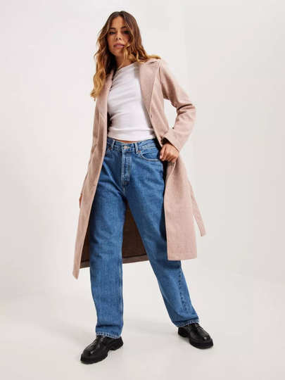 JdY - Pitkät takit - Nature Melange - Jdyharmony Belt Long Knit Coat Otw - Takit - coats
