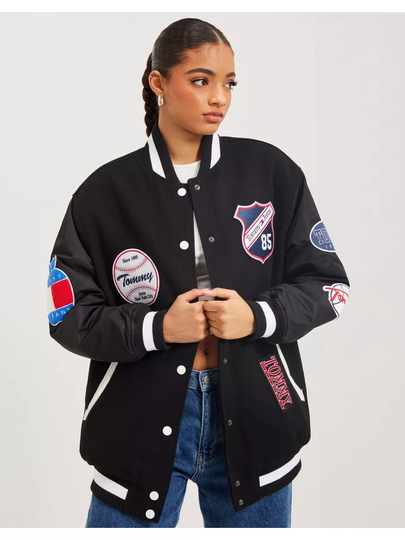 Tommy Jeans Tjw Oversized Letterman Jacket Black