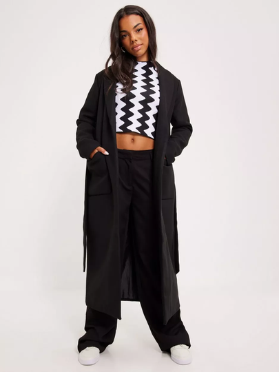 Pieces - Pitkät takit - Black - Pcalica Ls Wool Long Jacket Kac - Takit - coats