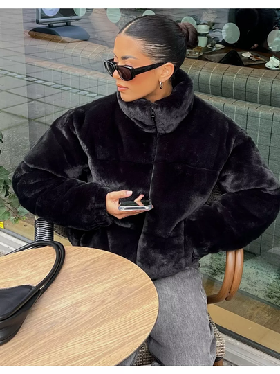 NLY Trend Padded Fur Jacket Musta