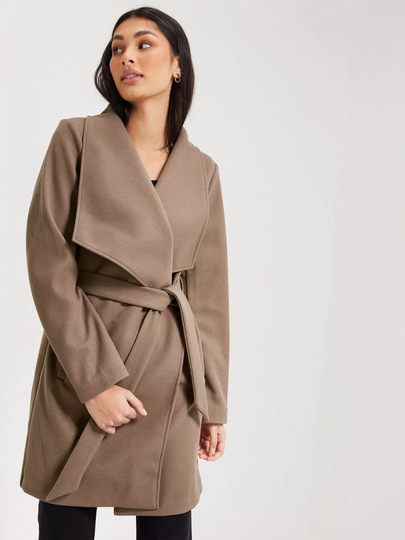 Vila - Pitkät takit - Walnut - Vipoko L/S Collar Coat - Takit - coats
