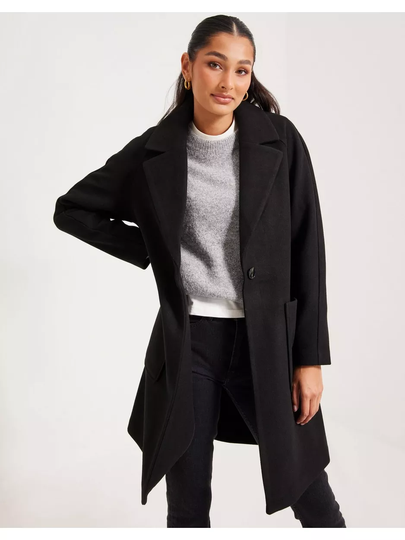 Only Onlnewvictoria Life Coat Cc Otw Black Melange