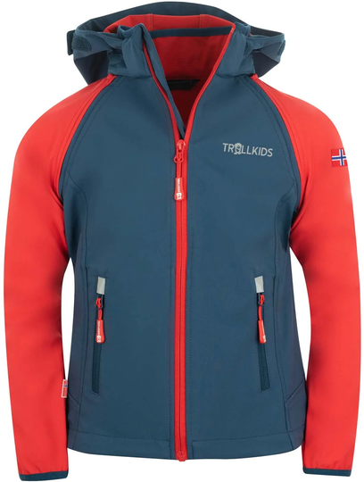 Trollkids Rondane Softshell-Takki, Bright Red/Mystic Blue, Koko 104