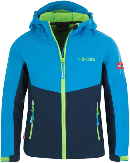 Trollkids Kristiansand Softshell-Takki, Navy/Medium Blue/Green, Koko 104
