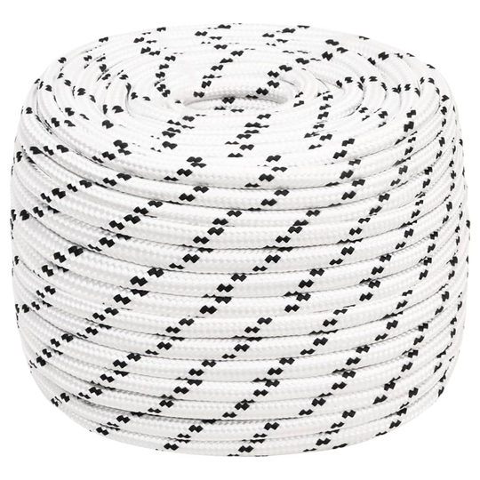 vidaXL Punottu veneköysi valkoinen 14 mm x 100 m polyesteri