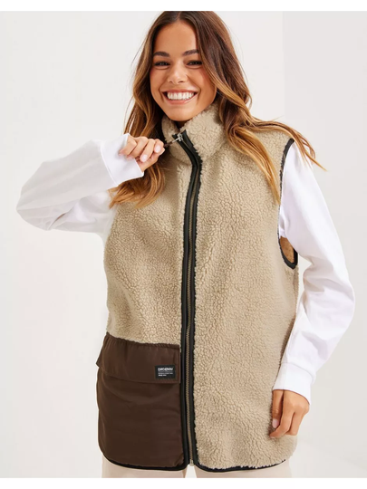 Dr Denim Dey Pile Vest Khaki