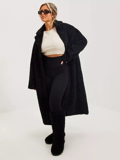 NLY Trend - Faux fur - Musta - Long Teddy Fur Coat - Takit