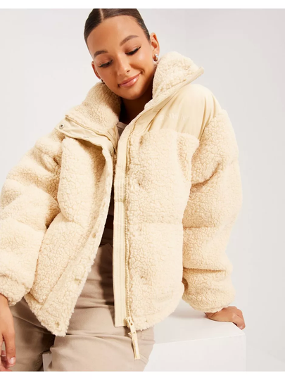 Sixth June Nylon & Borg Puffer Jacket Beige