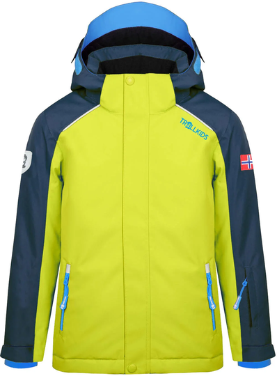 Trollkids Holmenkollen PRO Talvitakki, Navy/Lime/Azure Blue, Koko 116