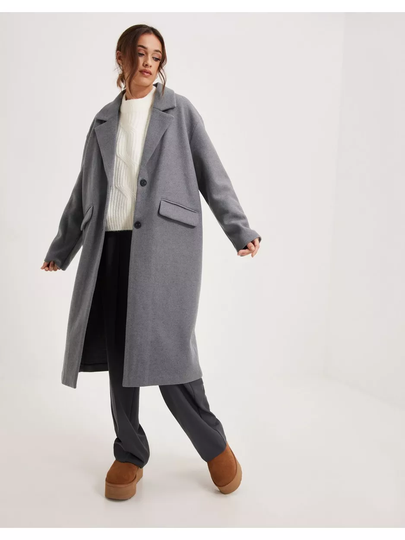 Only Onlmalia L/S Loose Coat Cc Pnt Medium Grey Melange Melange