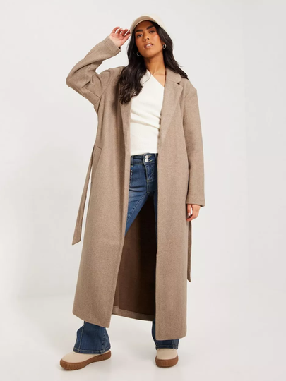 Only - Pitkät takit - Mocha Meringue W. Melange - Onltrillion Belt X-Long Coatigan Cc - Takit - coats