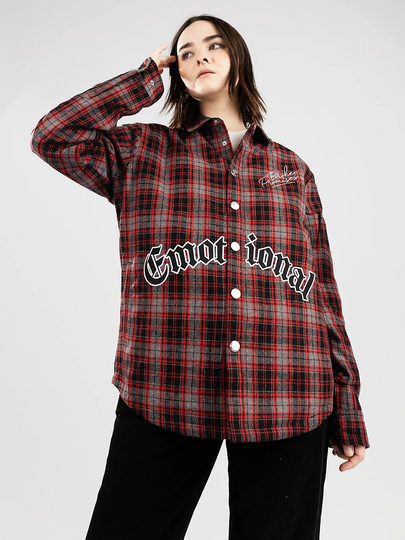 Broken Promises Emotional Quilted Flannel Jacket punainen