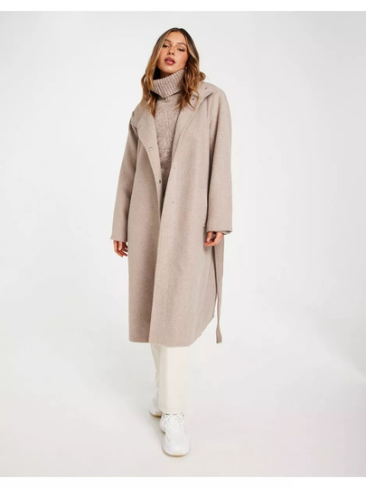Vero Moda Vmtwodope Vera Long Wool Coat Ga No Silver Mink Melange