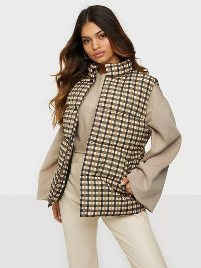 Pieces - Liivit - Black Brown Check - Pcdion Vest D2D - Takit - Vests